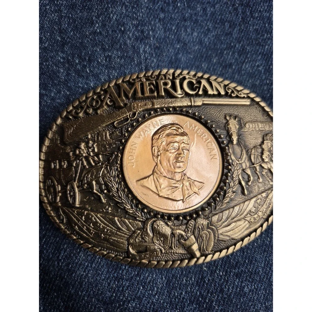 Vintage John Wayne American Coin Solid Brass Belt Buckle - Brand New